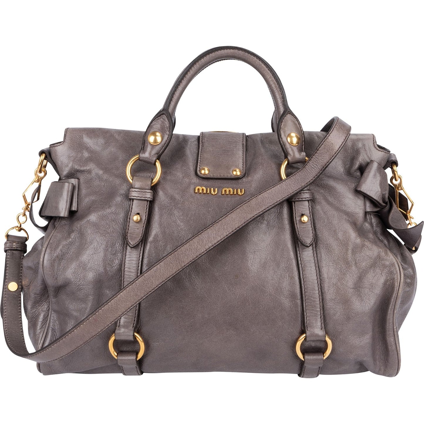 Miu Miu Vitello Lux Bow City Satchel Handbag