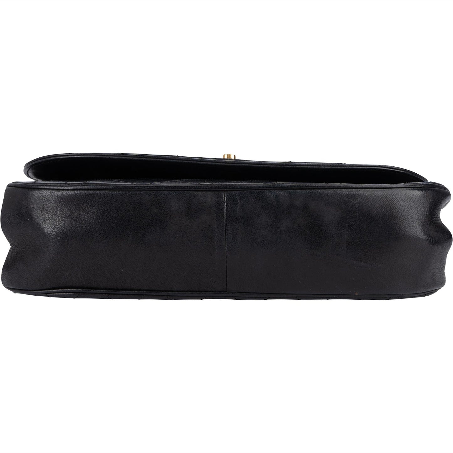 Chanel Quilted Lambskin 24K Gold Half Moon Single Flap Shoulder Bag