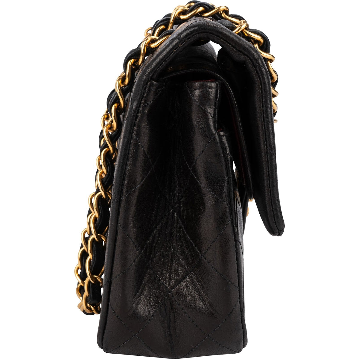 Chanel Quilted Lambskin 24K Gold Small Double Flap Shoulder Bag