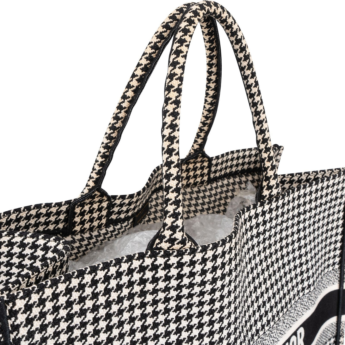 Christian Dior Houndstooth Monogram Canvas Book Tote Handbag