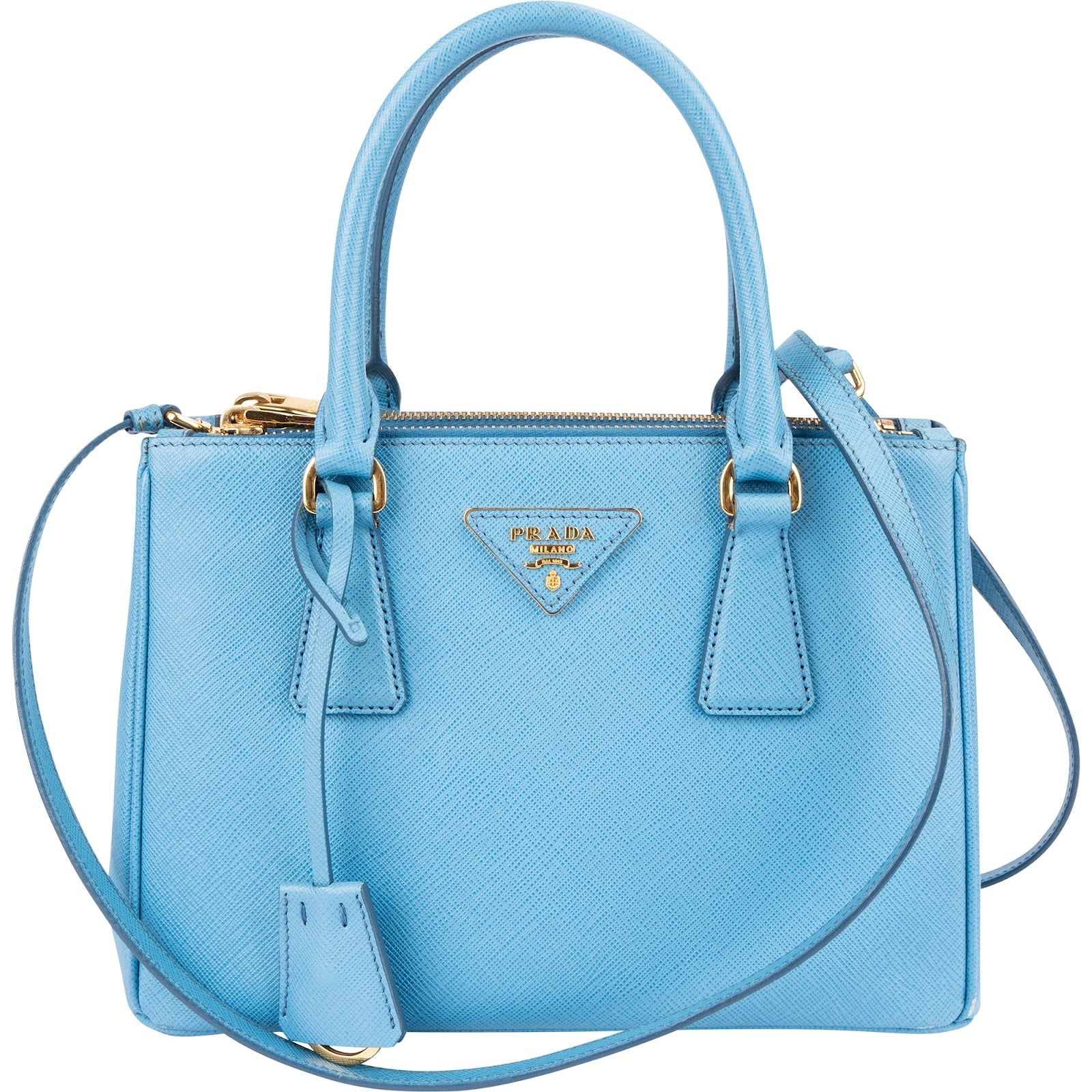 Prada Light Blue Saffiano Leather Galleria Small Handbag