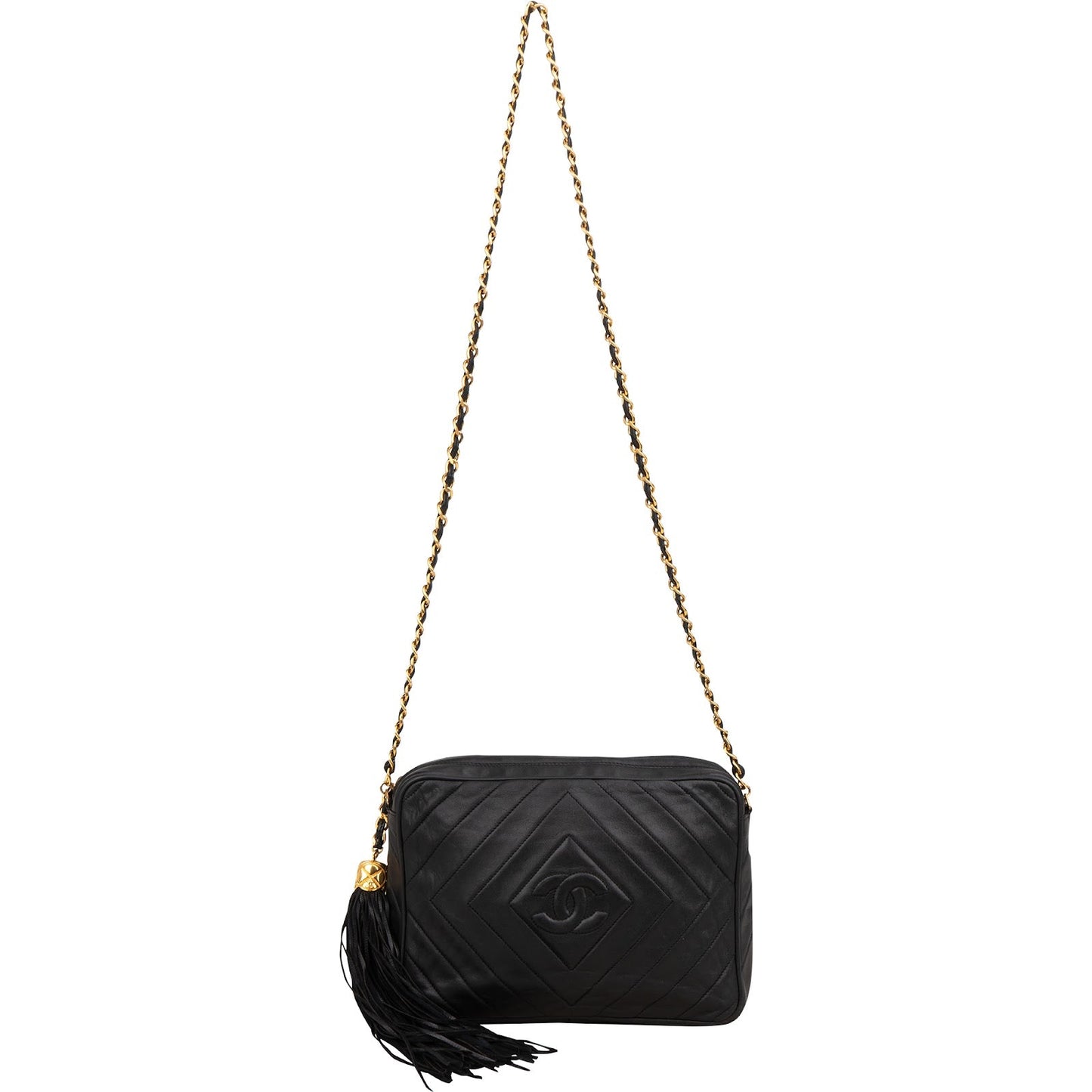 Chanel Quilted Lambskin CC Tassel Crossbody Bag