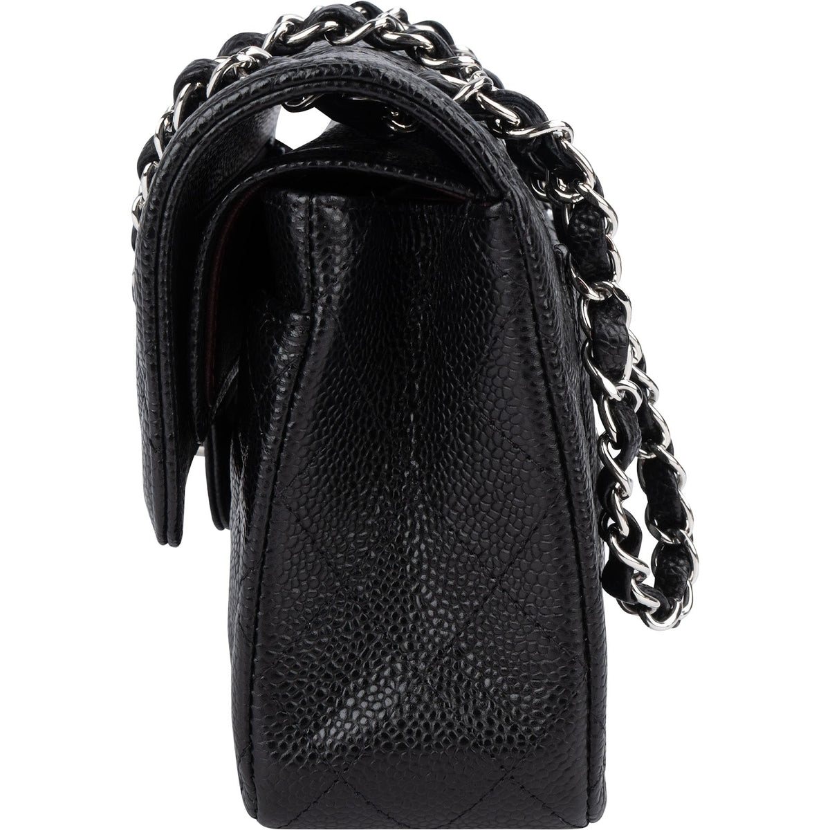 Chanel Quilted Caviar Leather Palladium Small Double Flap Shoulder Bag