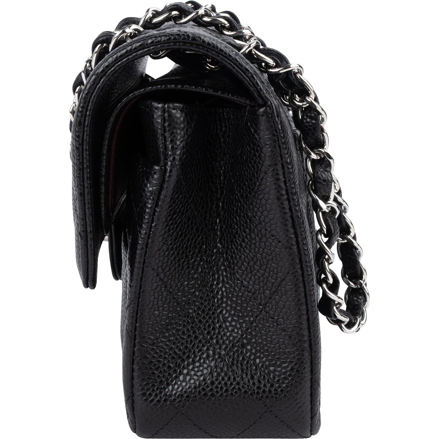 Chanel Quilted Caviar Leather Palladium Small Double Flap Shoulder Bag