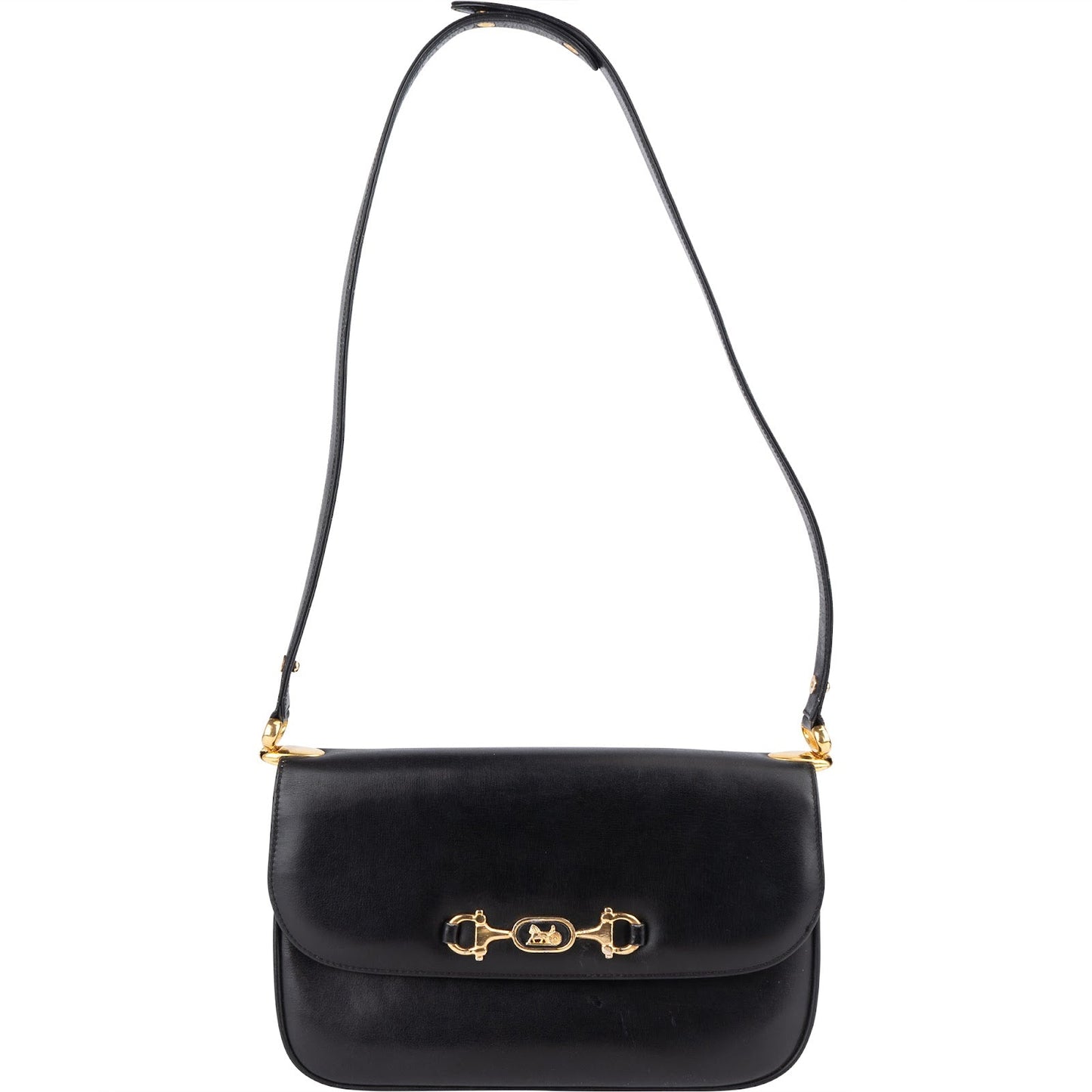 Celine Black Leather Triomphe Shoulder Bag