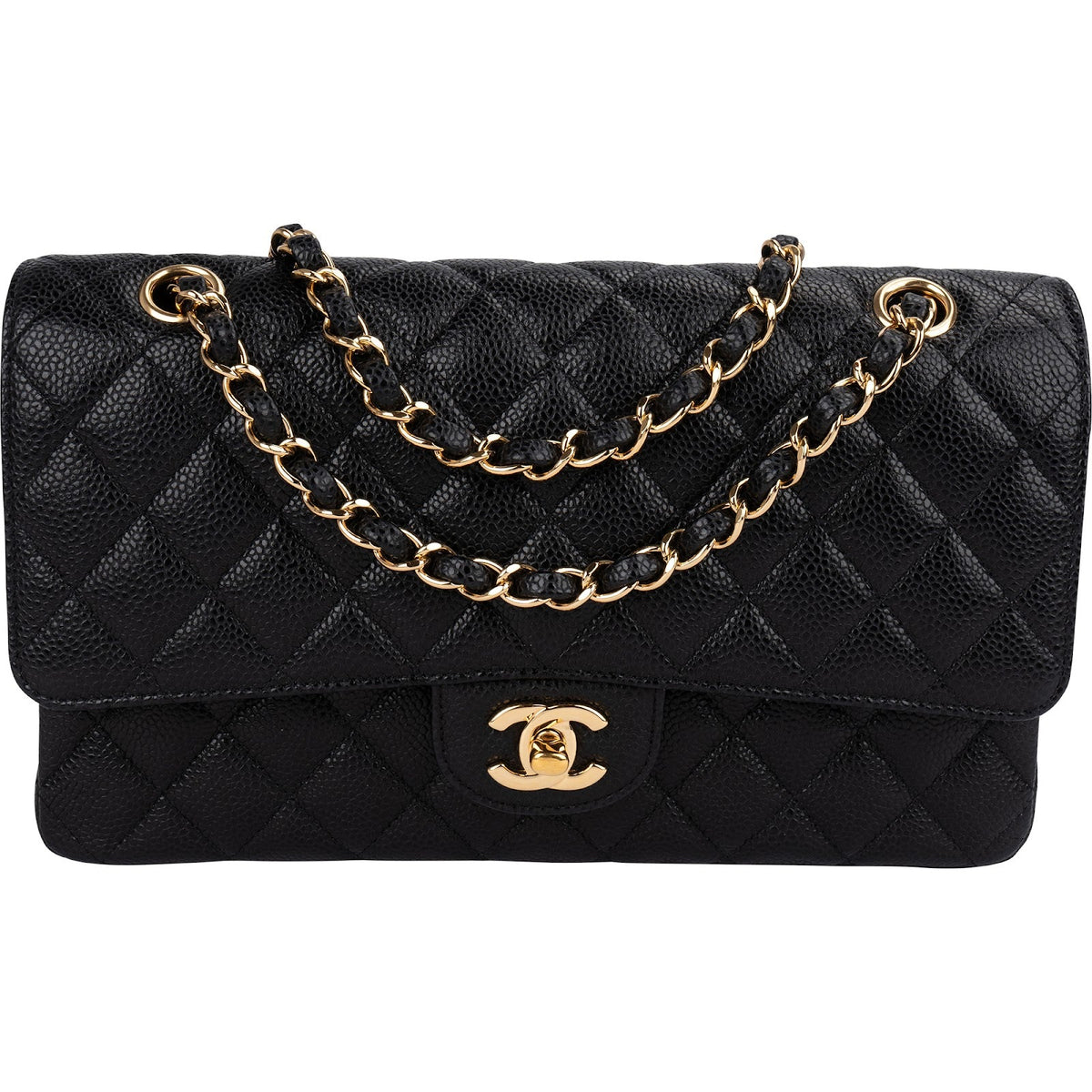 Chanel Quilted Caviar Leather Medium Double Flap Shoulder Bag