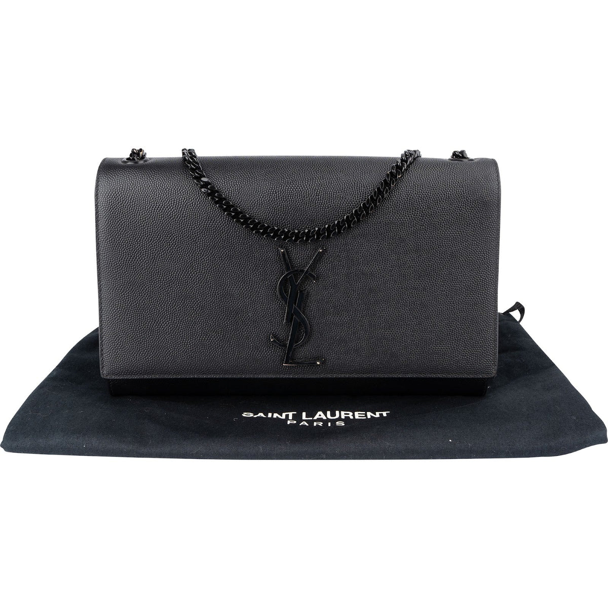 Saint Laurent Grain De Poudre Embossed Leather Kate Chain Crossbody Bag