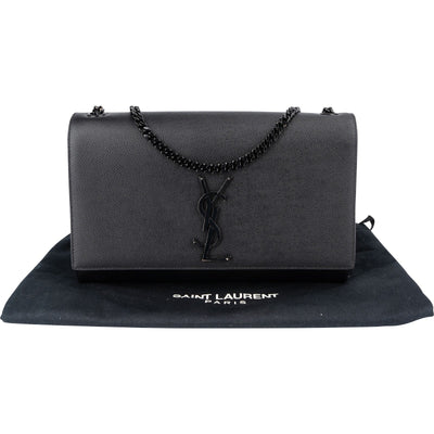 Saint Laurent Grain De Poudre Embossed Leather Kate Chain Crossbody Bag
