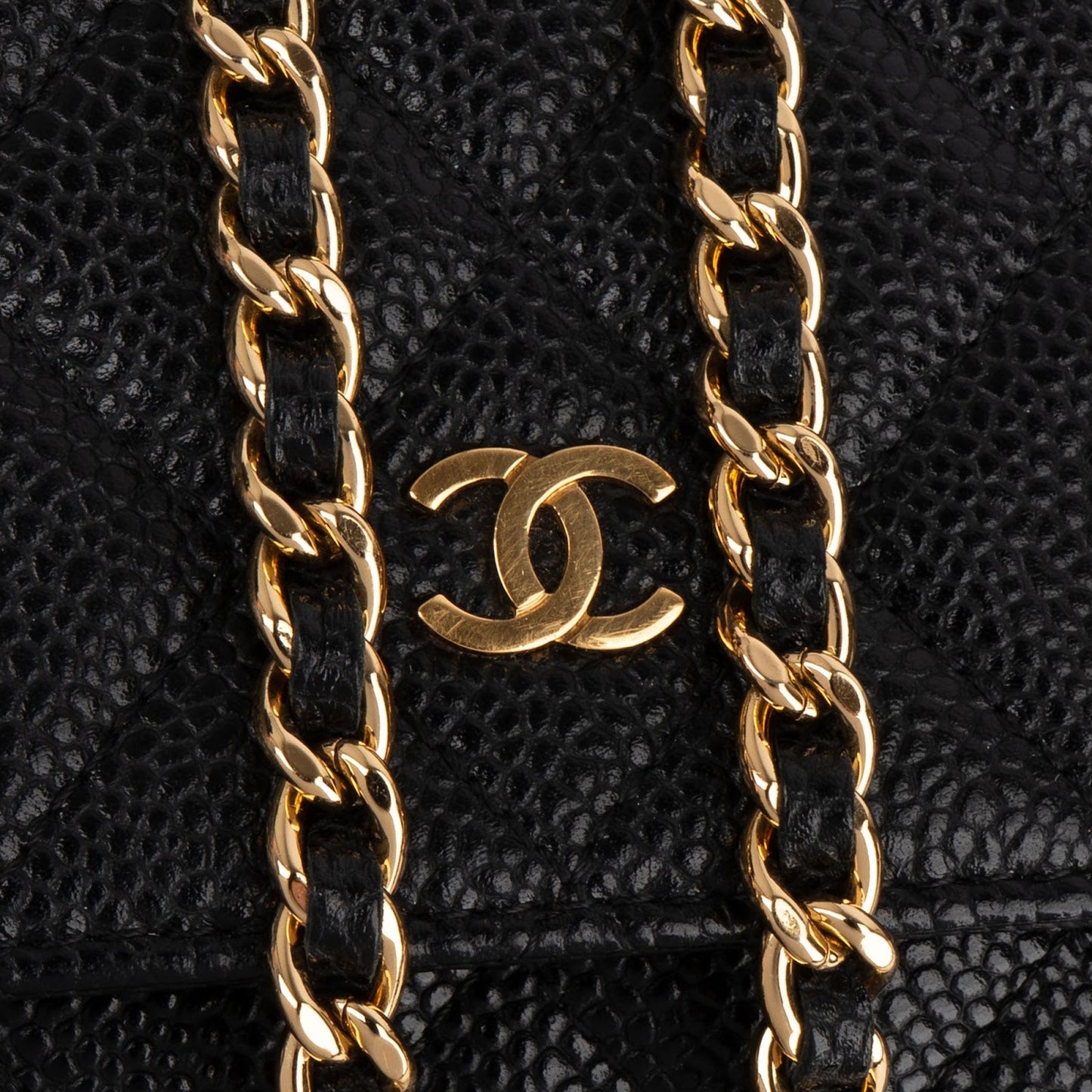 Chanel Quilted Caviar Leather CC Wallet On Chain Crossbody Bag