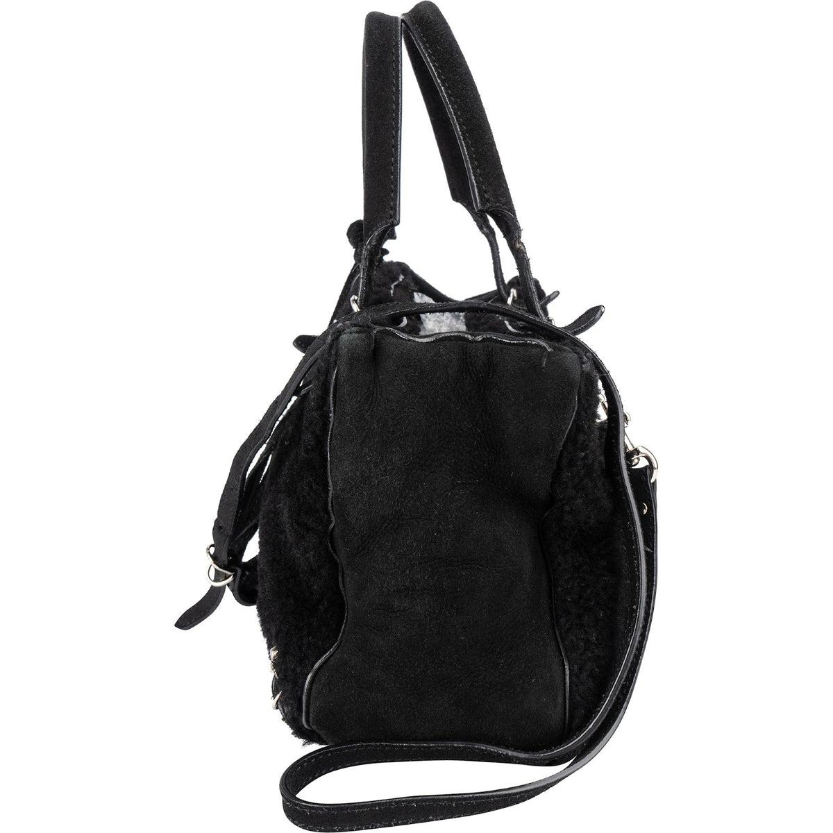 Balenciaga Shearling & Suede Mini Classic City Handbag