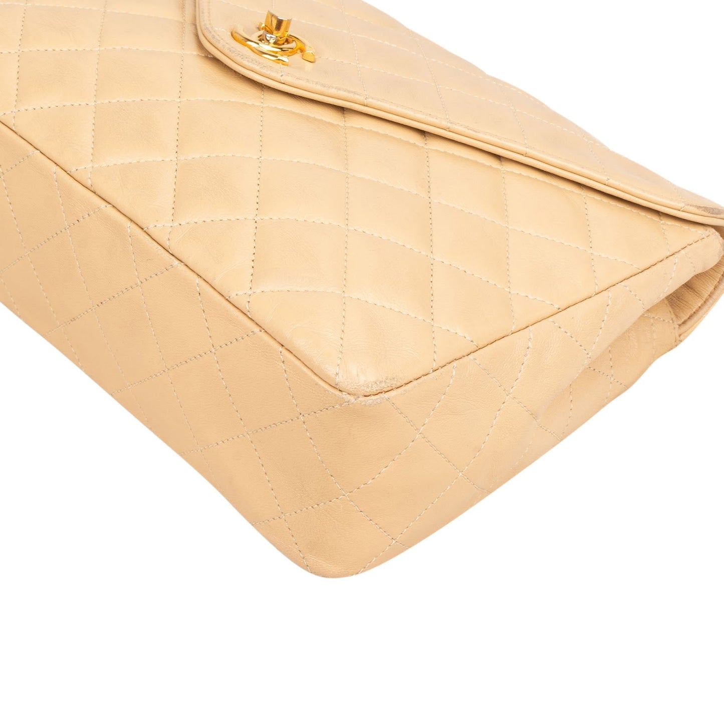 Chanel Quilted Lambskin 24K Gold Single Flap Shoulder Bag