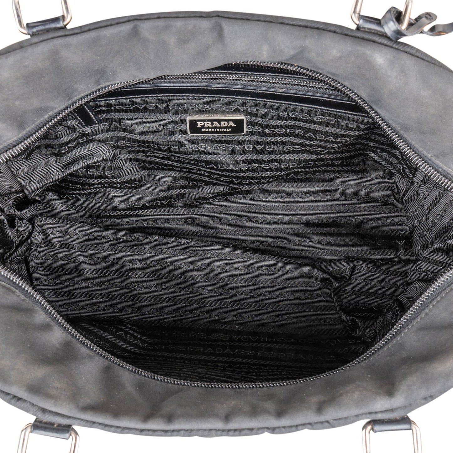 Prada Tessuto Patent Leather Emblem Satchel Handbag