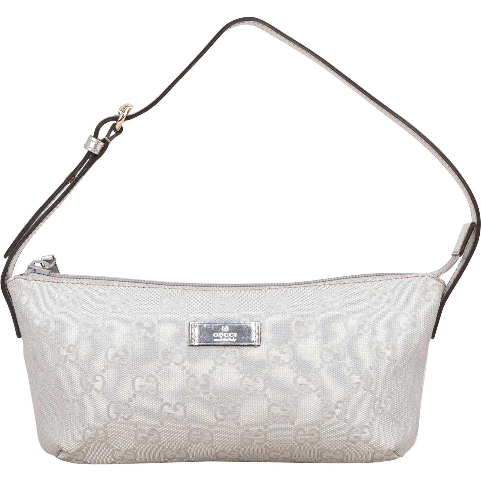 Gucci Silver Monogram GG Pochette Handbag