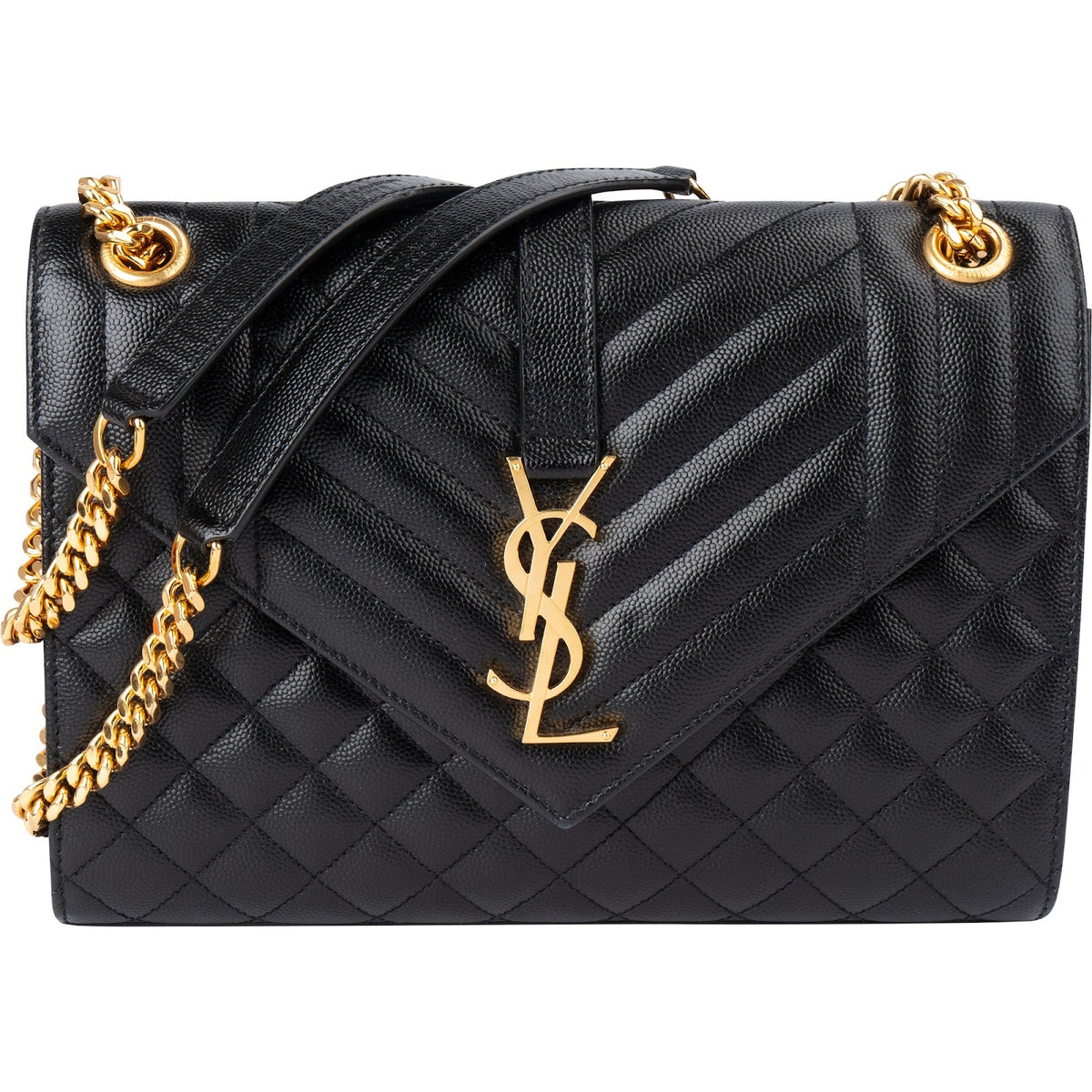 Saint Laurent Grain De Poudre Embossed Leather Envelope Crossbody Bag