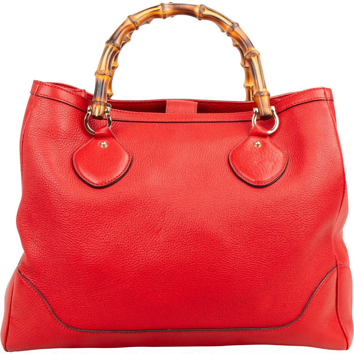 Gucci Bamboo Top Handle Large Tote aus rotem Leder – Vorderansicht