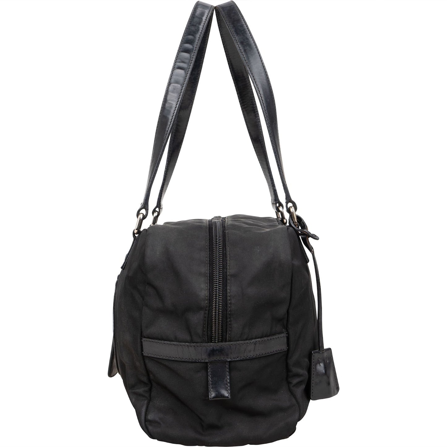 Prada Tessuto Patent Leather Emblem Satchel Handbag