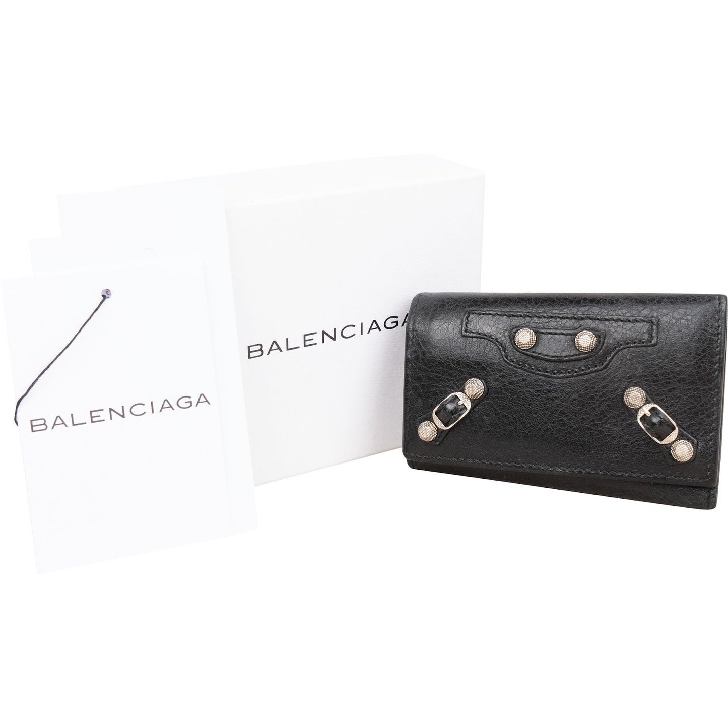 Balenciaga Black Leather Classic Key Holder