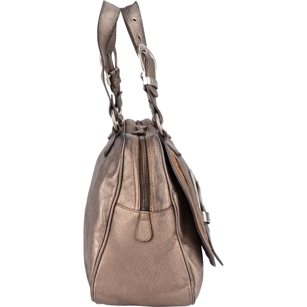 Christian Dior Metallic Leather Gaucho Saddle Handbag