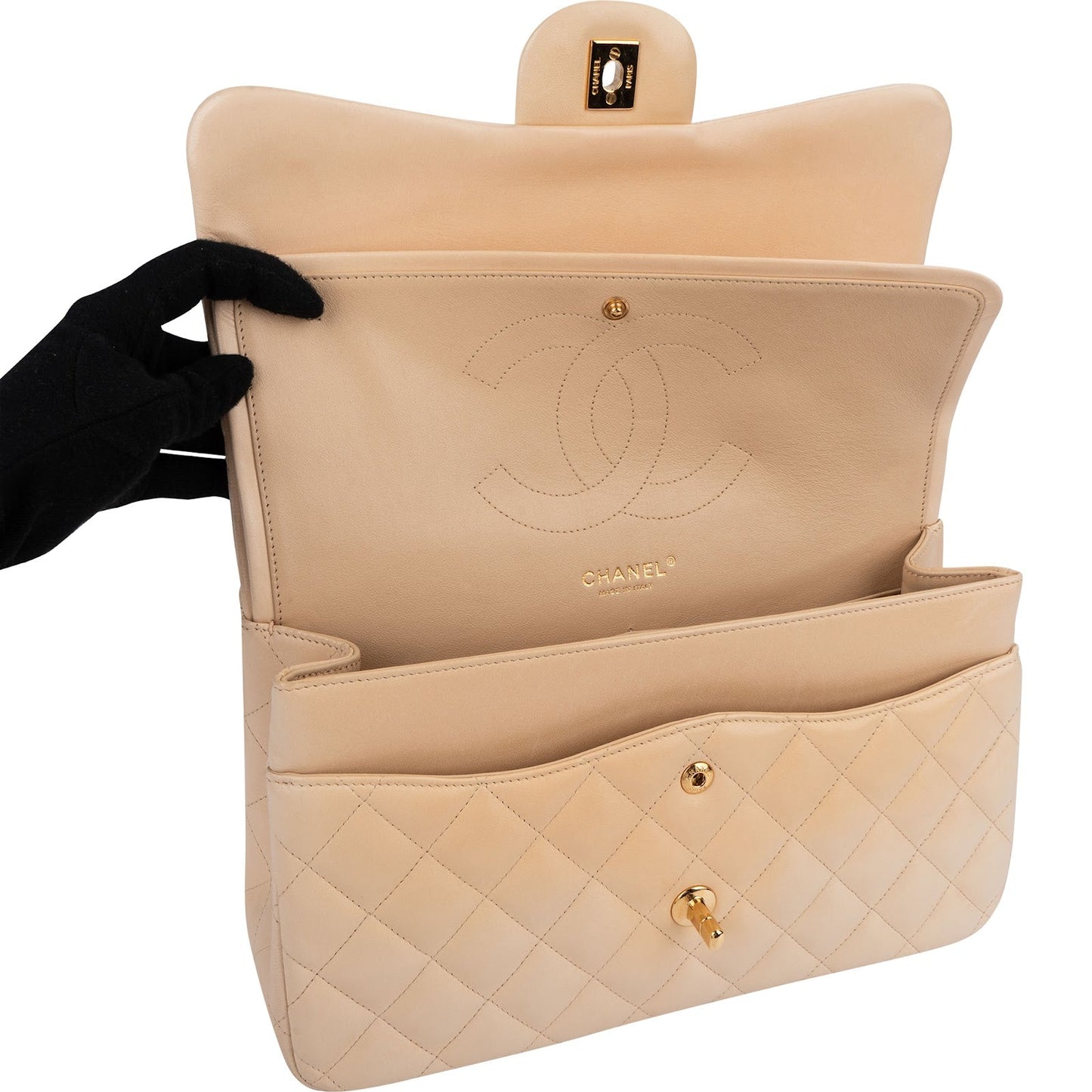 Chanel Quilted Lambskin Jumbo Double Flap Crossbody Bag