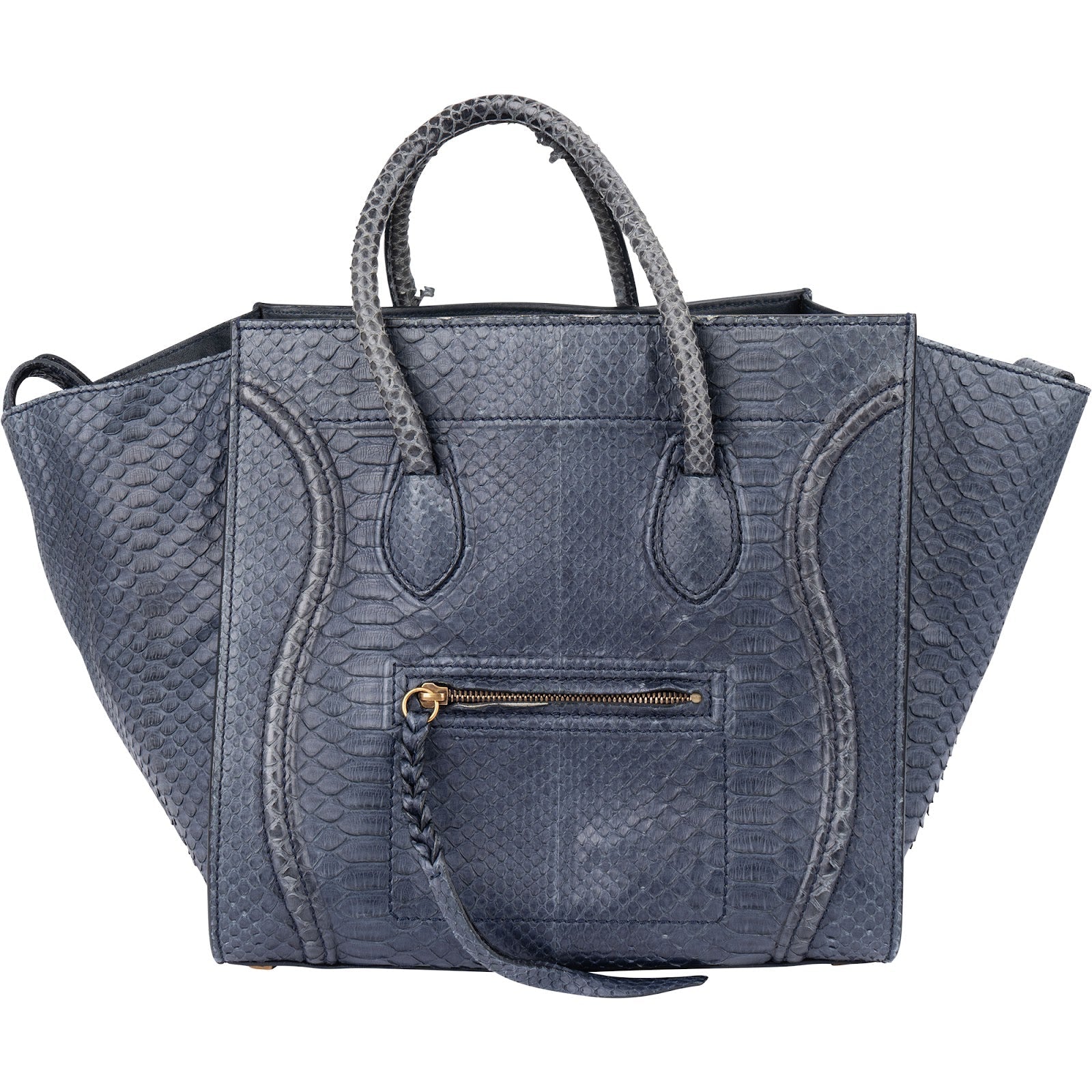Celine Bleu Python Leather Phantom Handbag