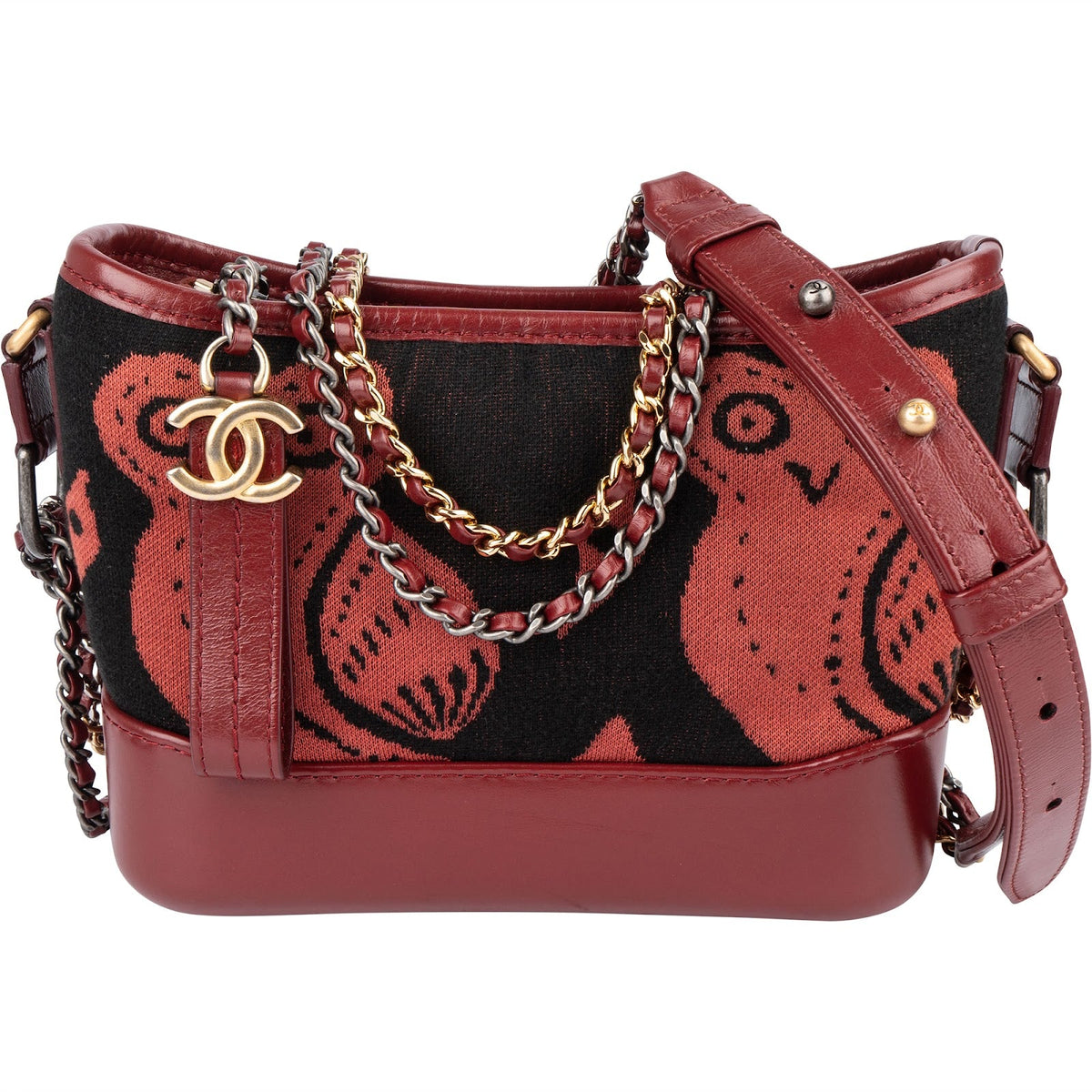 Chanel Owl Motif Wool & Calfskin Gabrielle Bicolor Chain Small Crossbody Bag