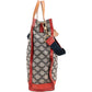 Celine Macadam Monogram Canvas Bicolor Leather Tote Shoulder Handbag