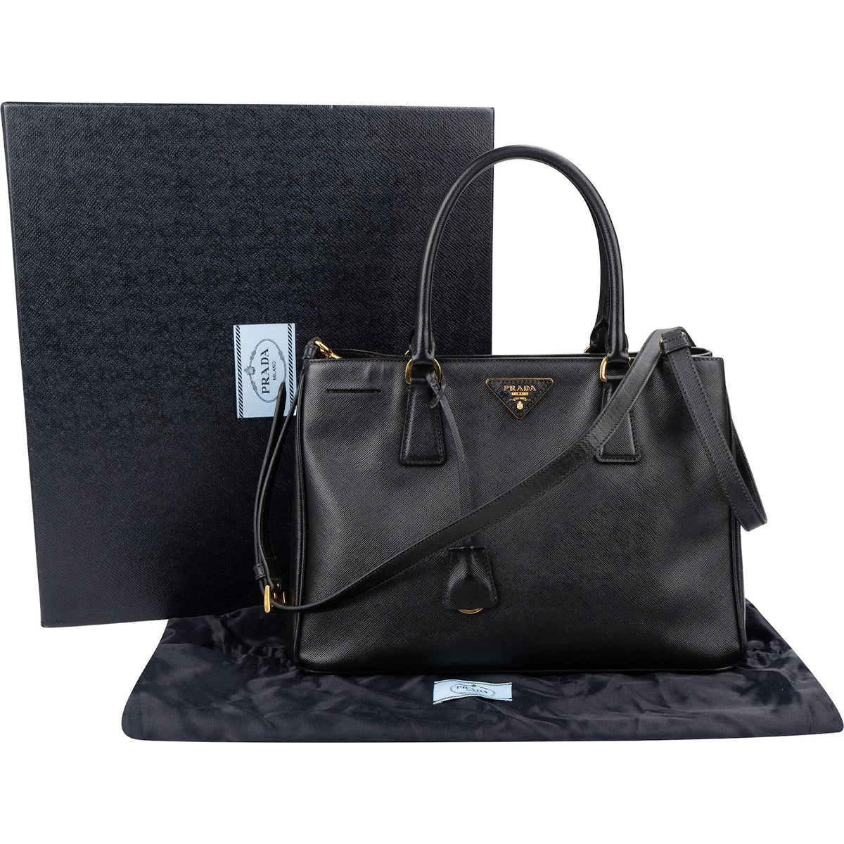 Prada Galleria aus schwarzem Saffiano-Leder – Ansicht 2