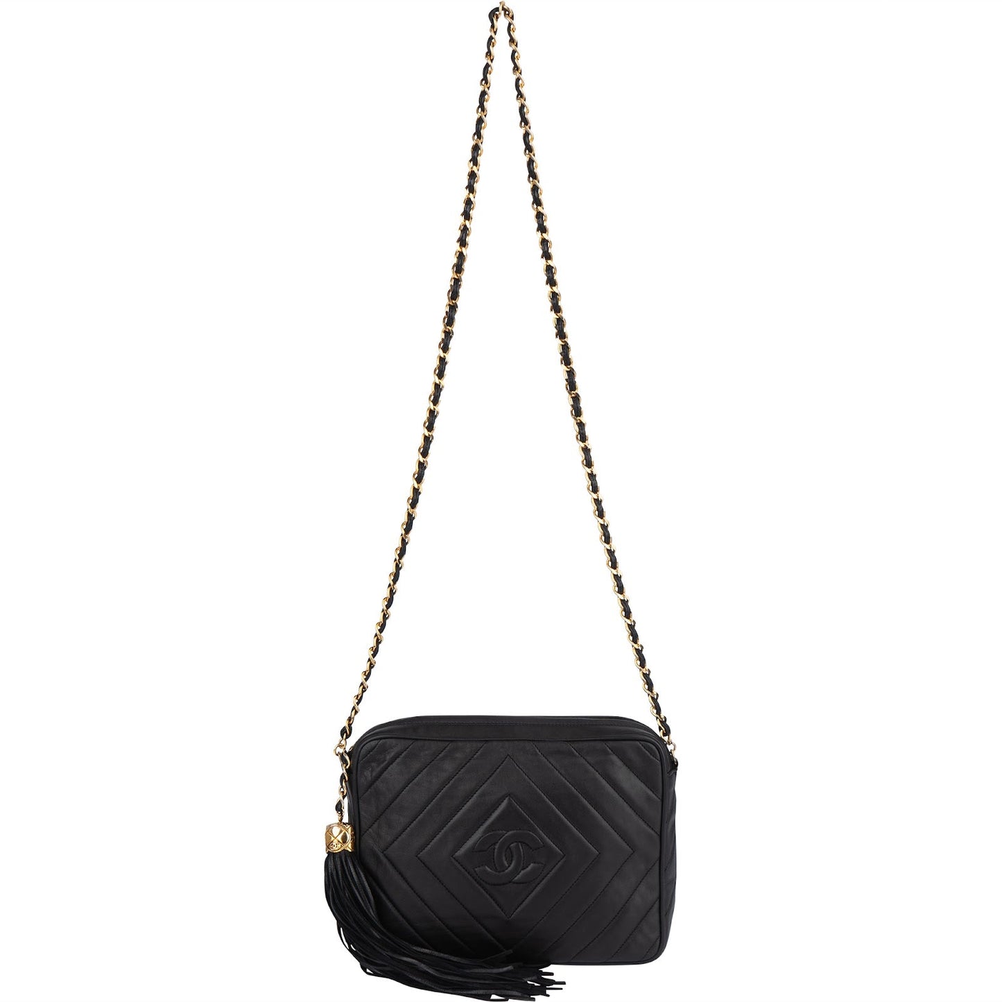 Chanel Quilted Lambskin Chevron Camera Crossbody Bag