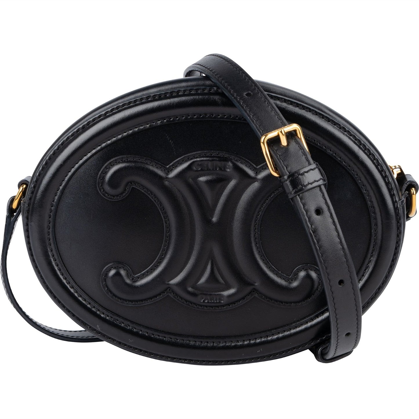 Celine Leather Cuir Triomphe Oval Purse Crossbody Bag