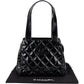 Chanel Quilted Patent Leather CC Small Tote Handbag