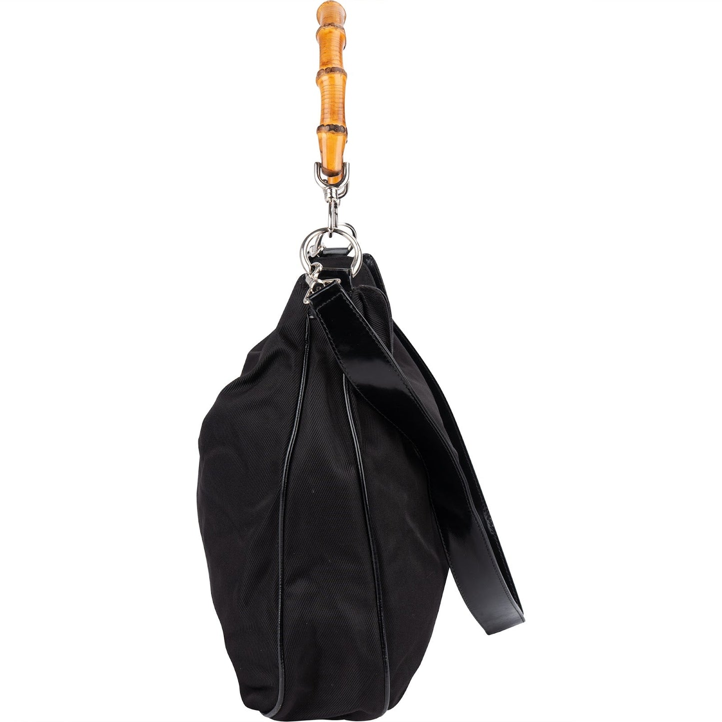 Gucci Nylon Bamboo Hobo Shoulder Bag