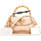Gucci Pebbled Leather Bamboo Top Handle Flap Daily Handbag