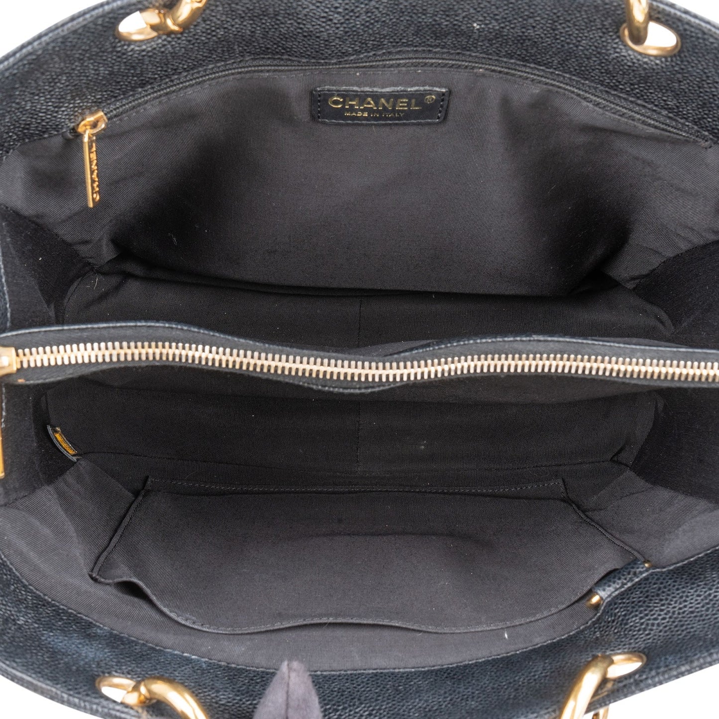Chanel Quilted Caviar Leather CC Grand Shopping Tote Shoulder Bag