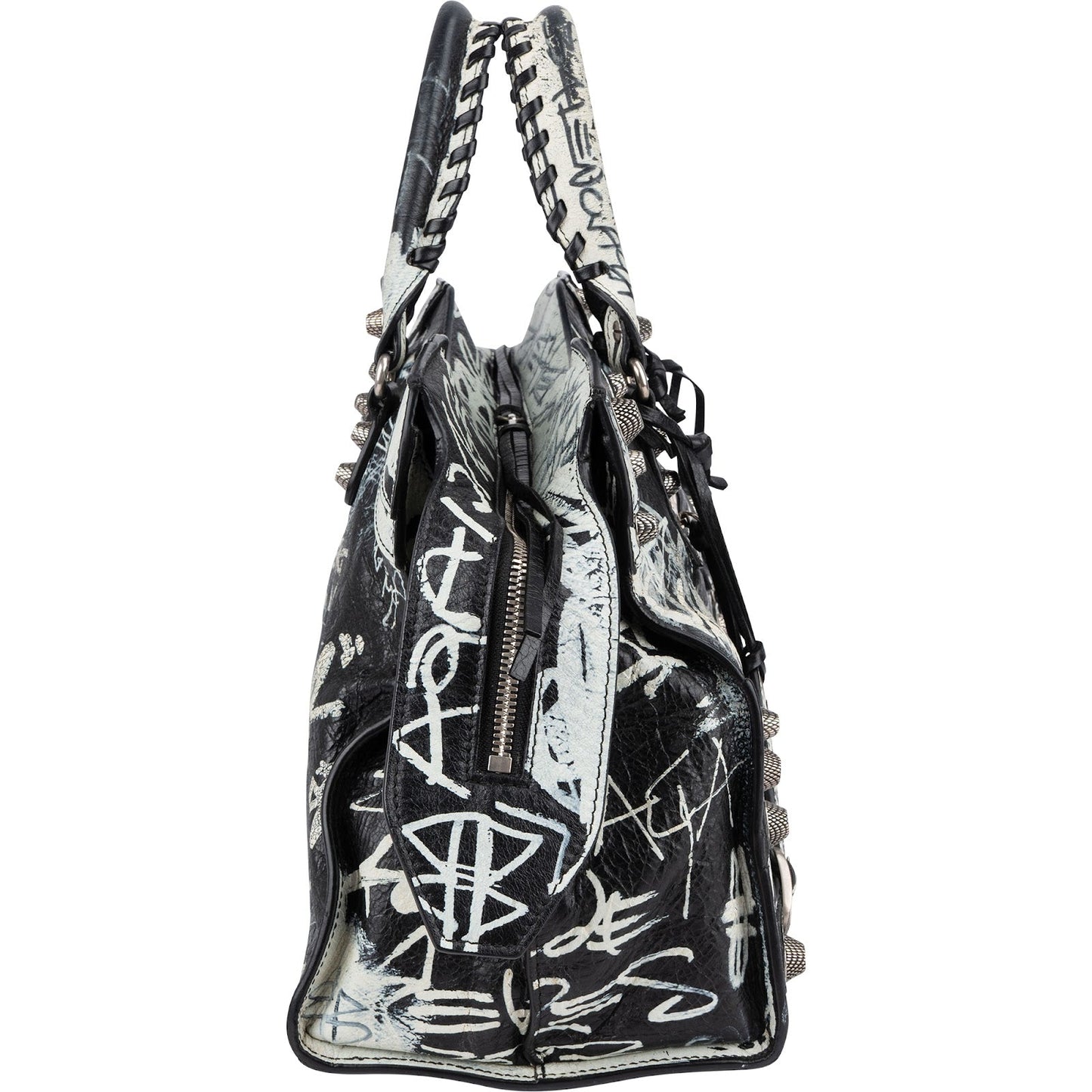 Balenciaga Graffiti Print Leather Neo Cagole City Handbag