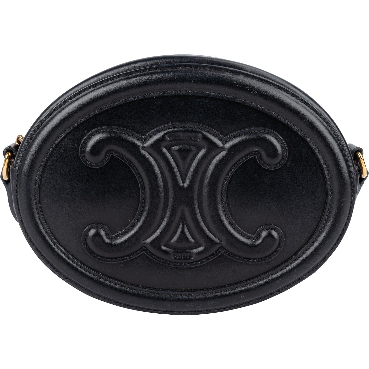Celine Leather Cuir Triomphe Oval Purse Crossbody Bag