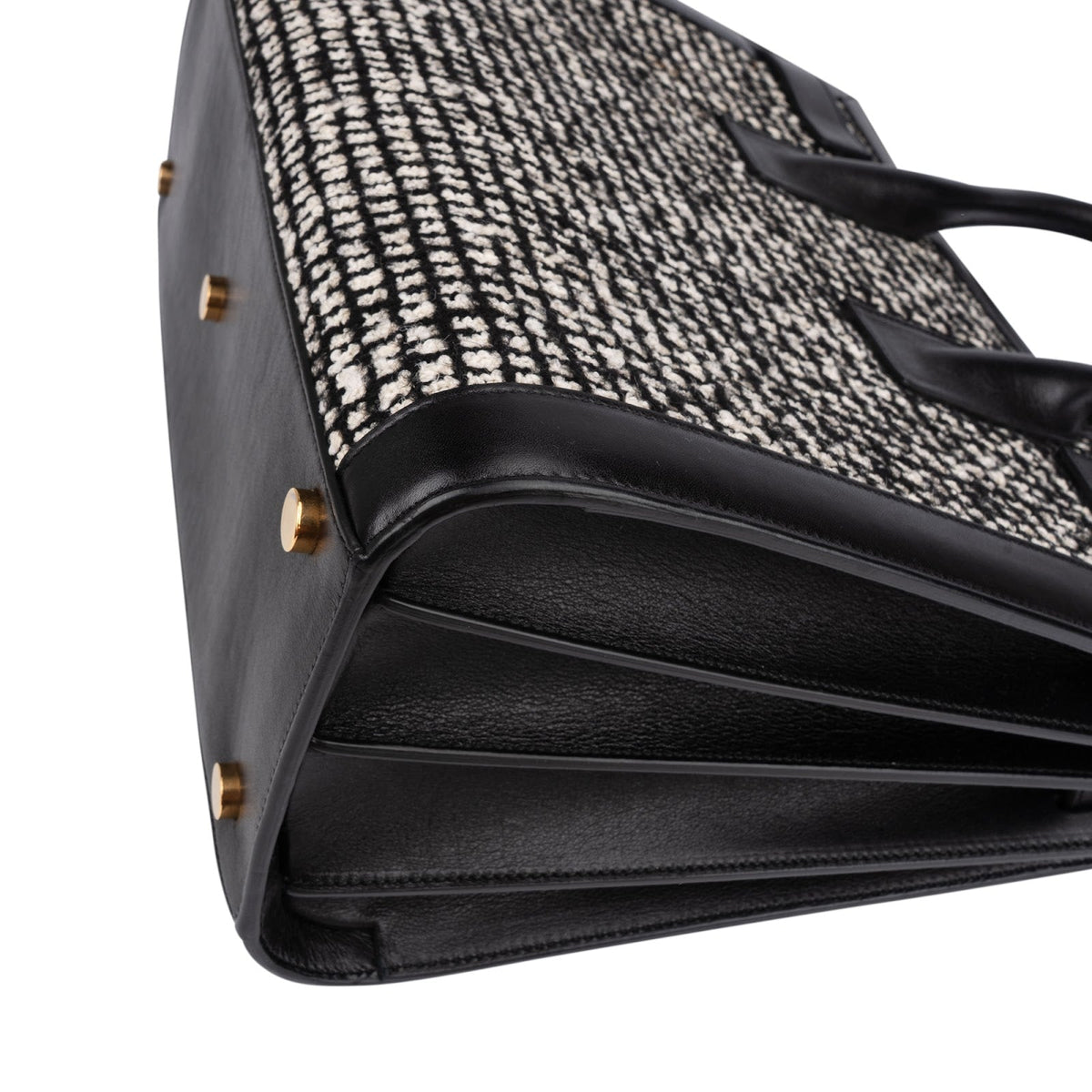 Saint Laurent Tweed & Leather Sac de Jour Handbag