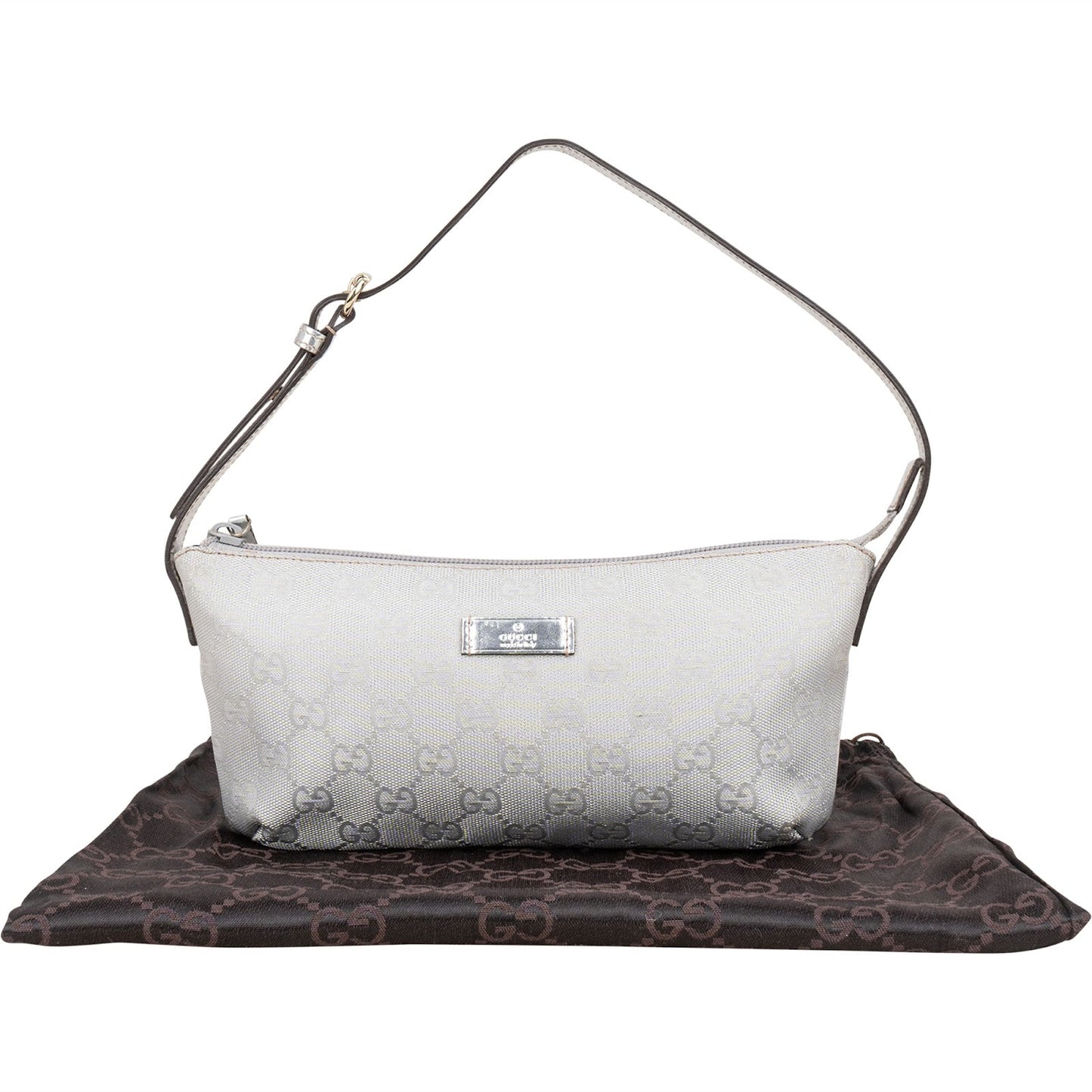 Gucci Silver Monogram GG Pochette Handbag