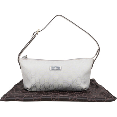 Gucci Silver Monogram GG Pochette Handbag