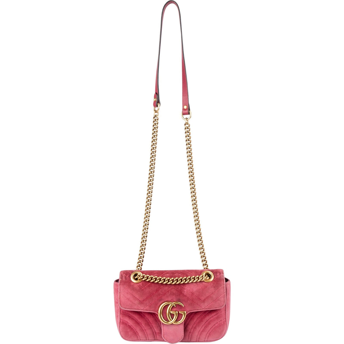 Gucci Matelassé Velvet GG Marmont Small Crossbody Bag