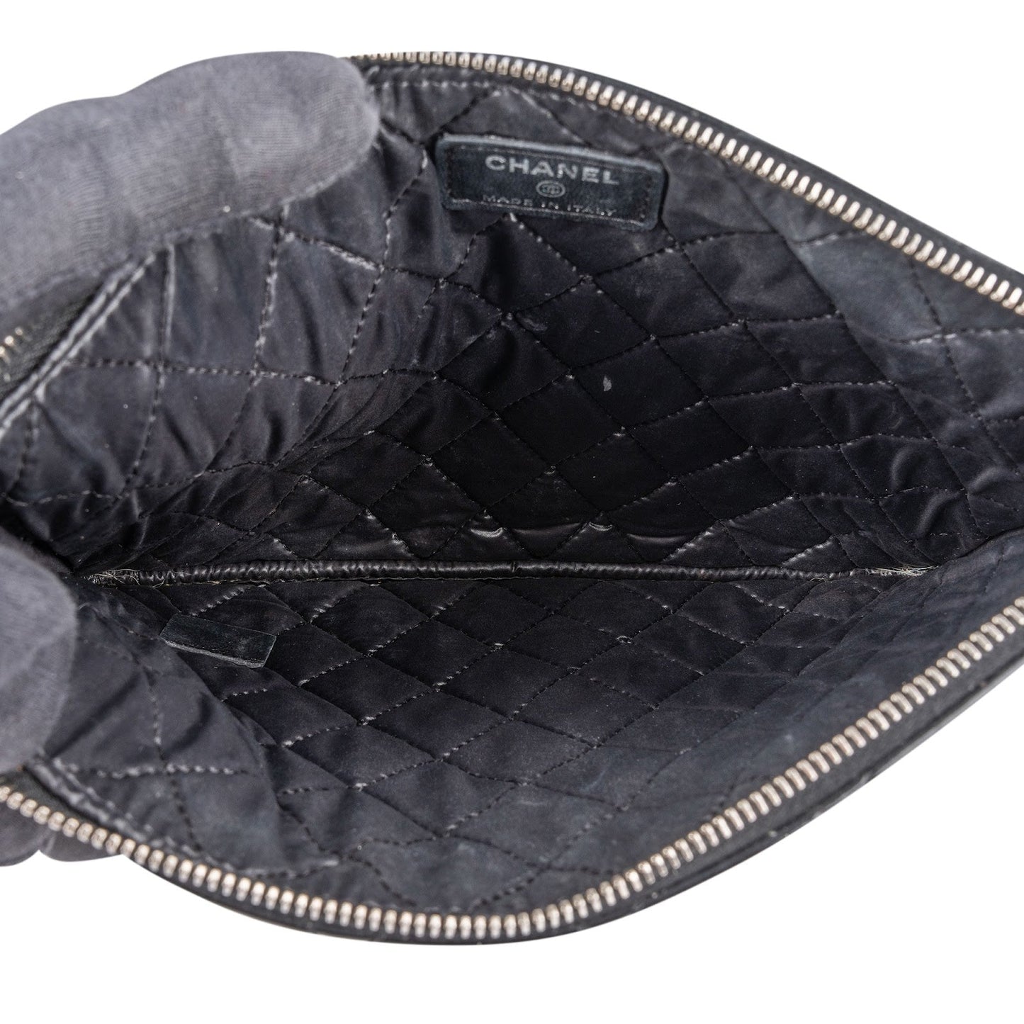 Chanel Quilted Patent Leather CC Clutch