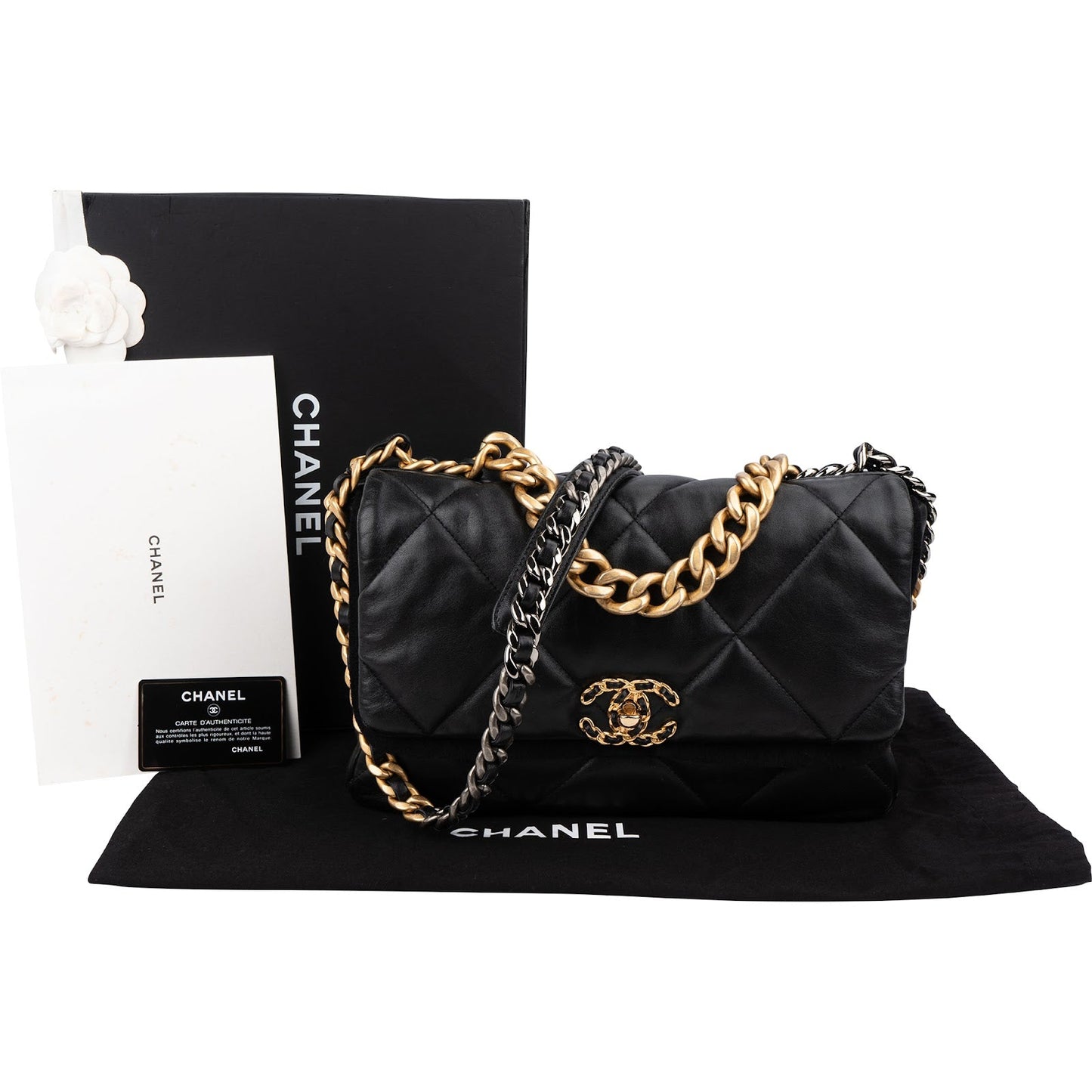 Chanel 19 Quilted Lambskin Leather Jumbo Single Flap Crossbody Bag