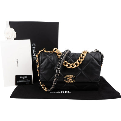 Chanel 19 Quilted Lambskin Leather Jumbo Single Flap Crossbody Bag