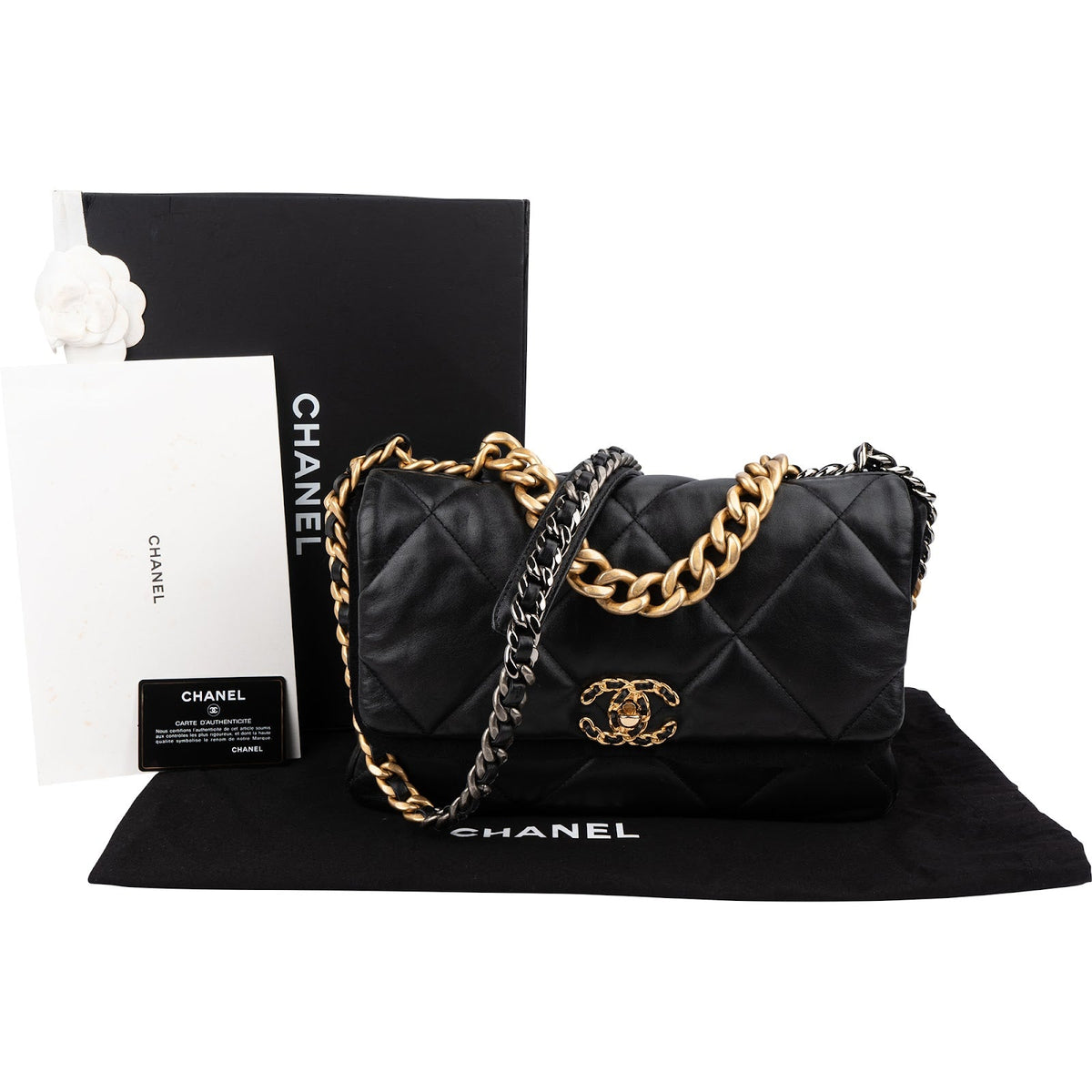 Chanel 19 Quilted Lambskin Leather Jumbo Single Flap Crossbody Bag