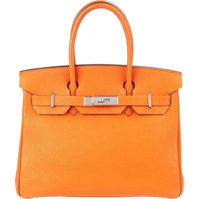Hermès Orange H Taurillon Clemence Leather Palladium Birkin 30 Handbag