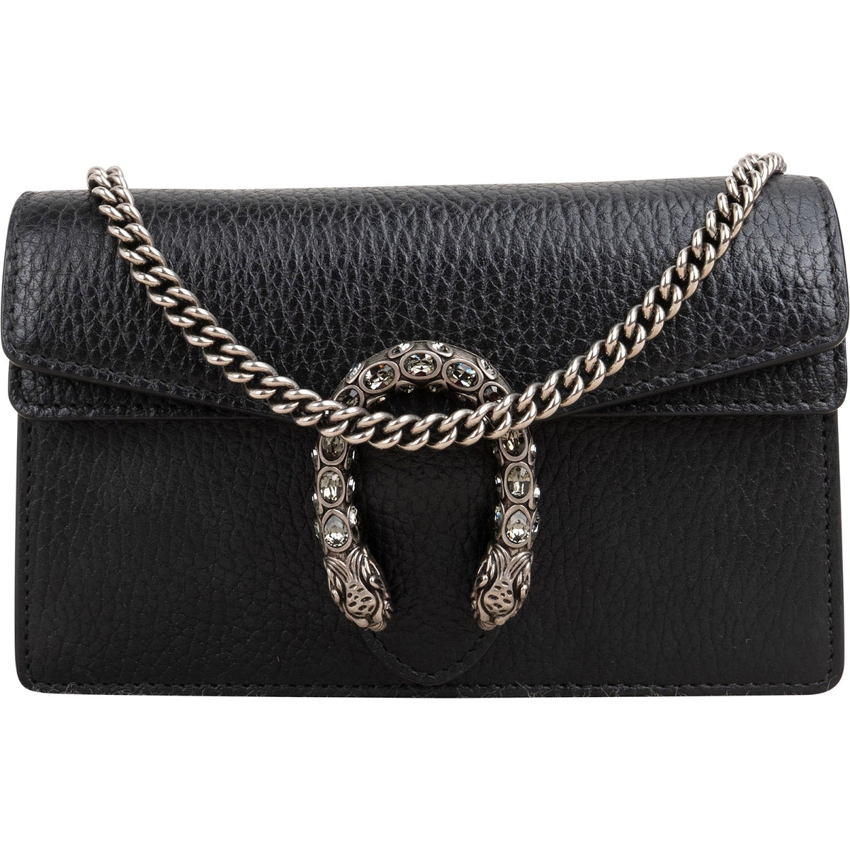 Gucci Grained Leather Crystal Dionysus Super Mini Crossbody Bag