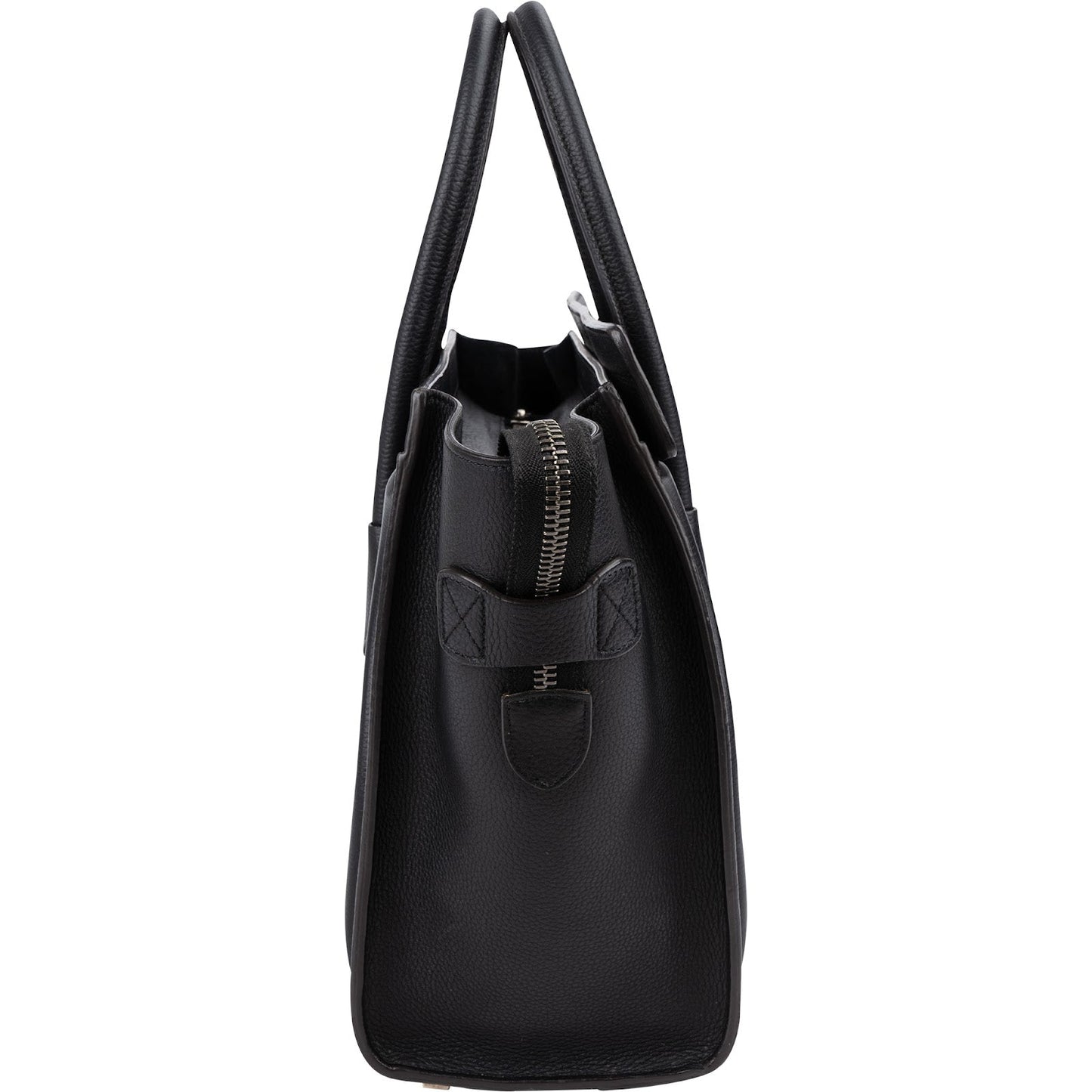 Céline Black Grained Leather Luggage Handbag