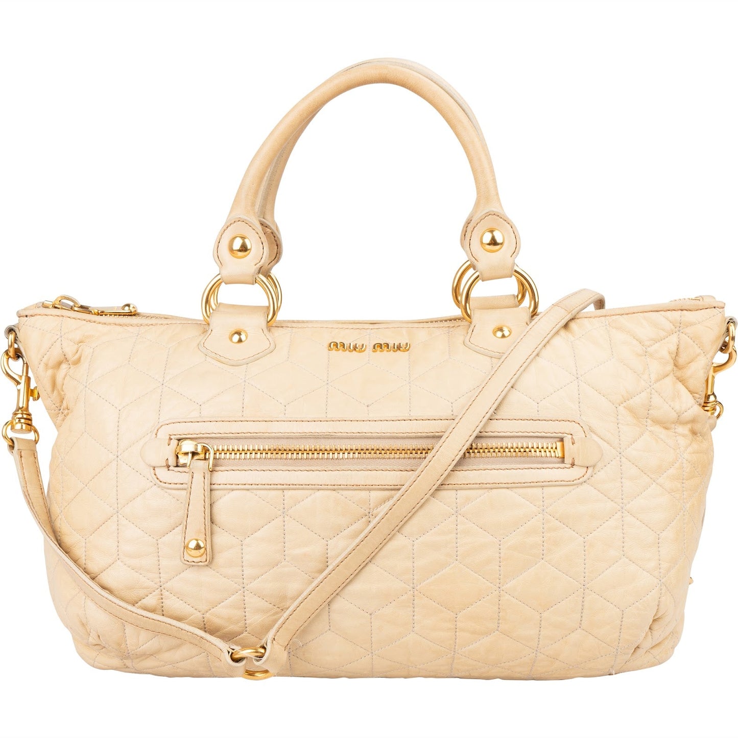 Miu Miu Quilted Leather Bowler Handbag