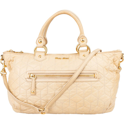 Miu Miu Quilted Leather Bowler Handbag