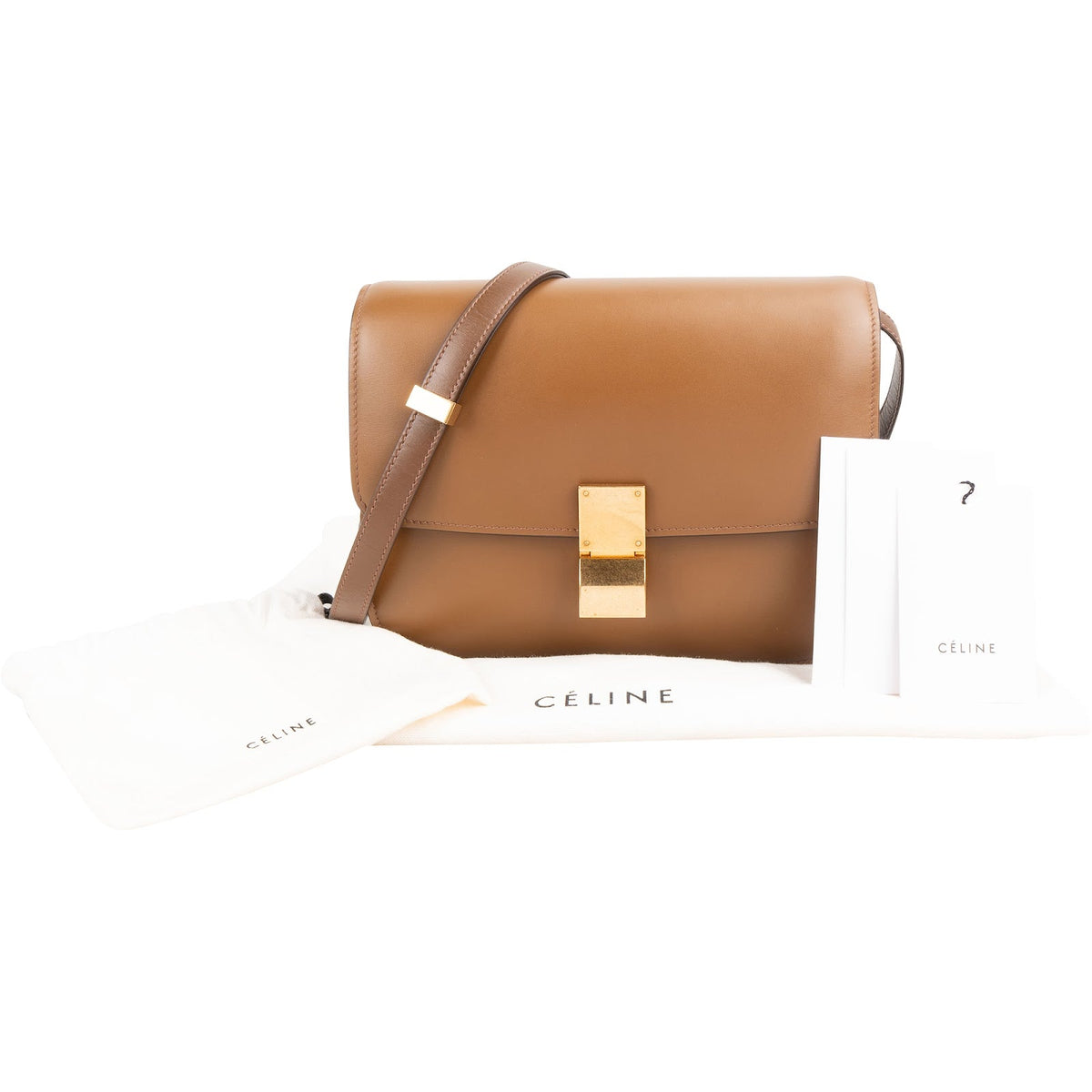 Celine Brown Calfskin Classic Box Crossbody Bag