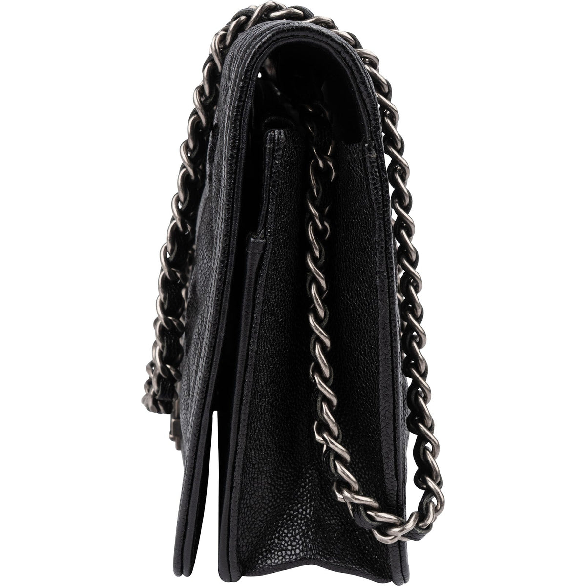 Chanel Quilted Caviar Leather Small Boy Wallet On Chain Crossbody Bag